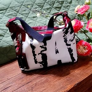 L.A.M.B. by Gwen Stefani PVC/Leather (vinyl) Logo Slouch Shoulder Bag